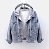 Blue Denim Zipper Thick All-match Hoodies